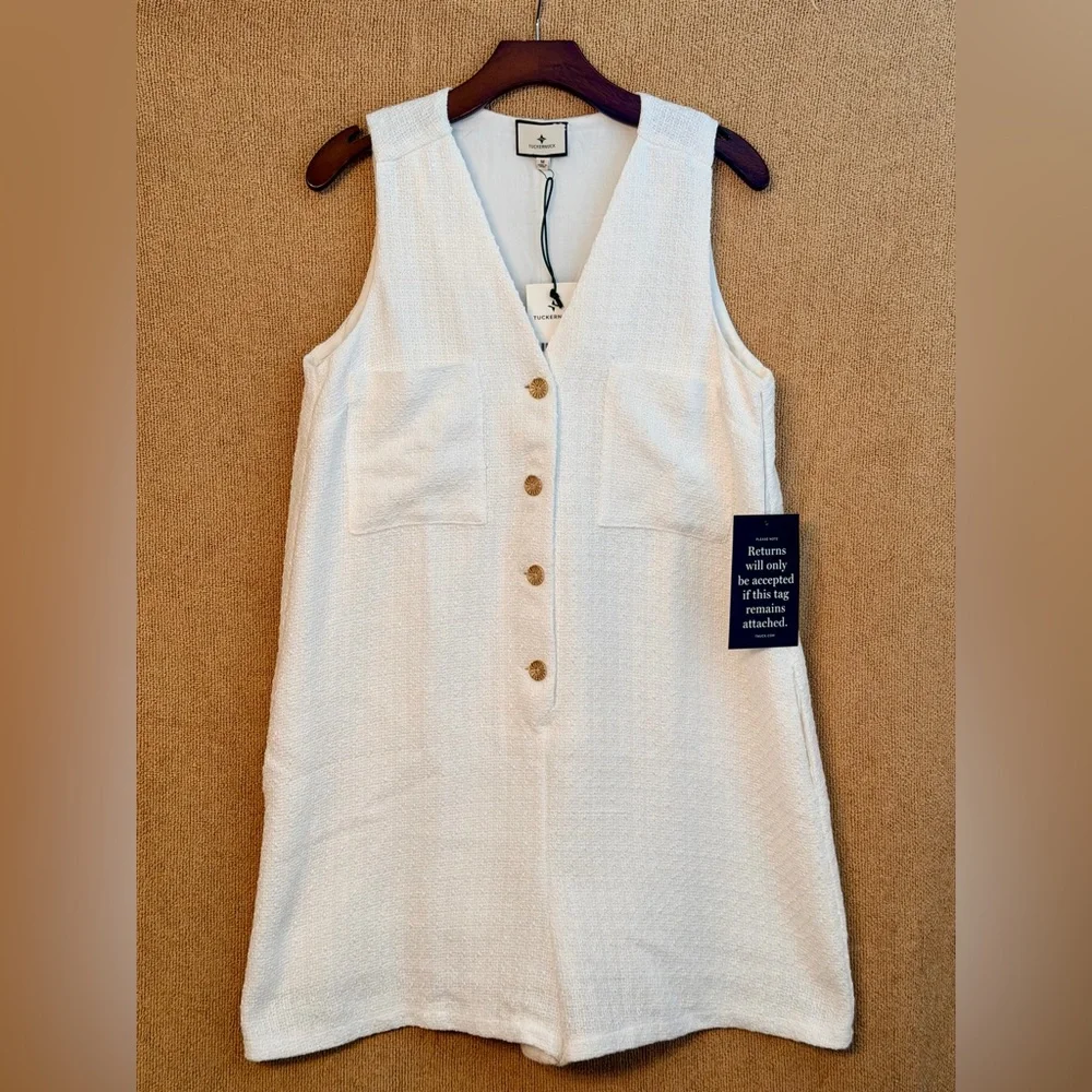 NWT Tuckernuck  White Textured Myla Romper size Medium NWT - Picture 4 of 13
